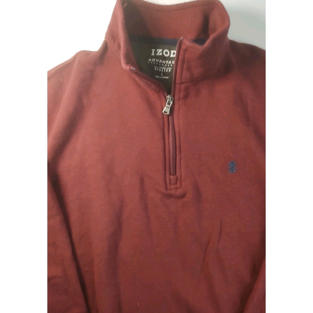 IZOD Advantage Performance Men‎ L Red Sweatshirt Pullover Crew Golf Stretch EUC